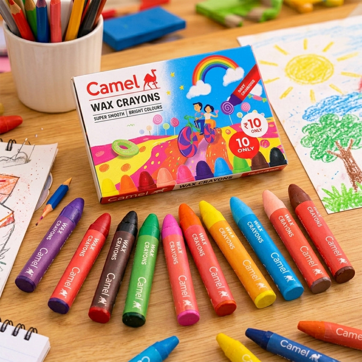 Camel Wax Crayons 10 Shades