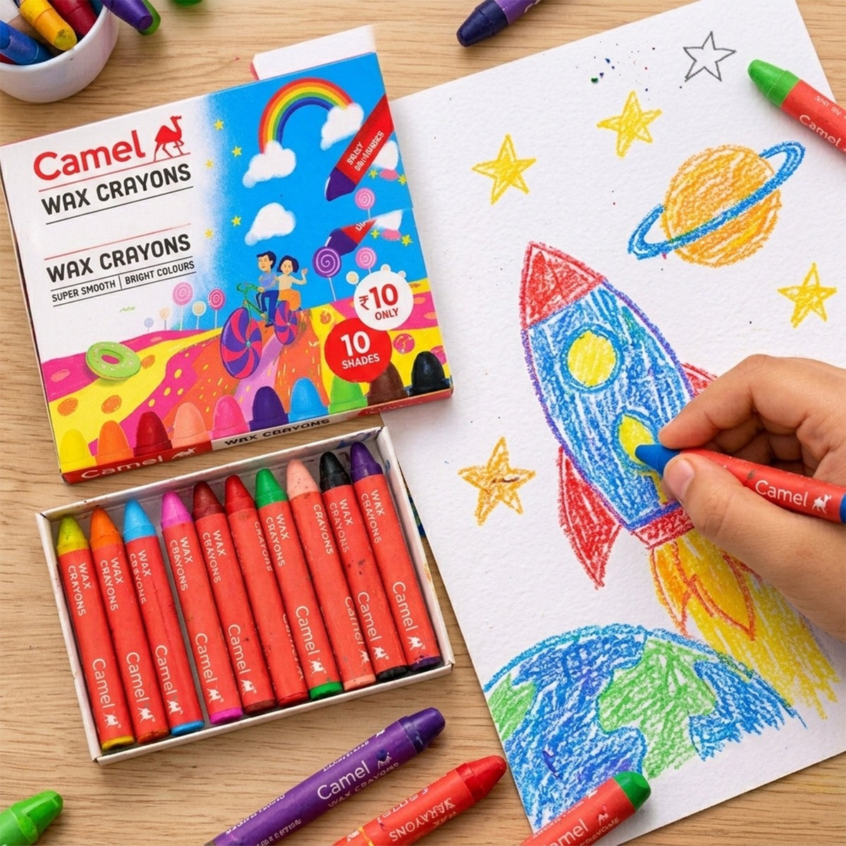Camel Wax Crayons 10 Shades