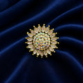 Pearl Kundan Floral Statement Ring – Elegant Gold Plated Design for Women