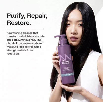 Shampoo bottle designed for dry and frizzy hair care