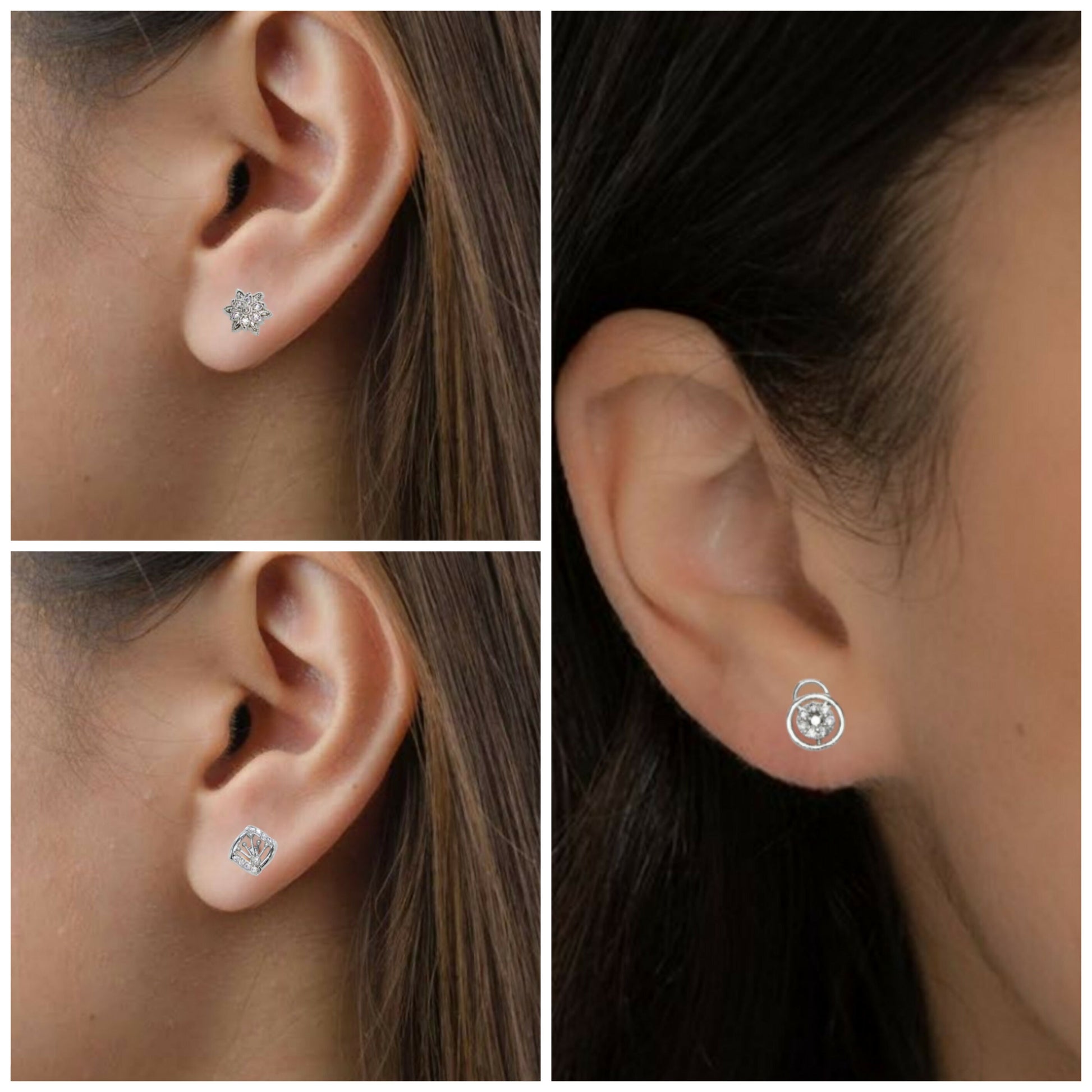 Trio of Silver Stud Earrings for women and girls Combo Pack of 3