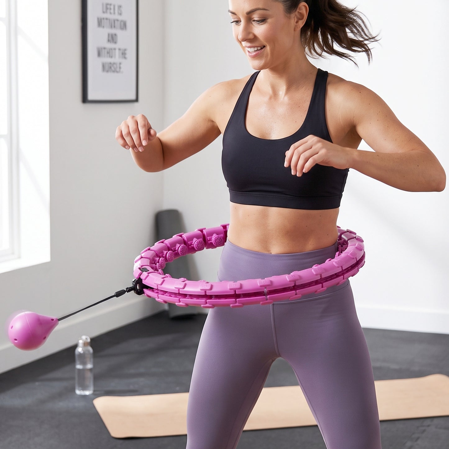 Smart Fitness Hula Hoop with Weighted Ball Detachable Waist Exerciser (1 Pc)