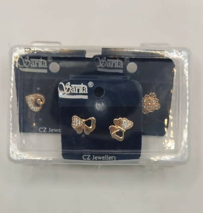 Elegant gold plated stud earrings combo pack for women and girls suitable for daily wear