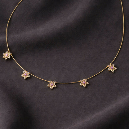 Elegant minimalist gold necklace with sparkling white stones