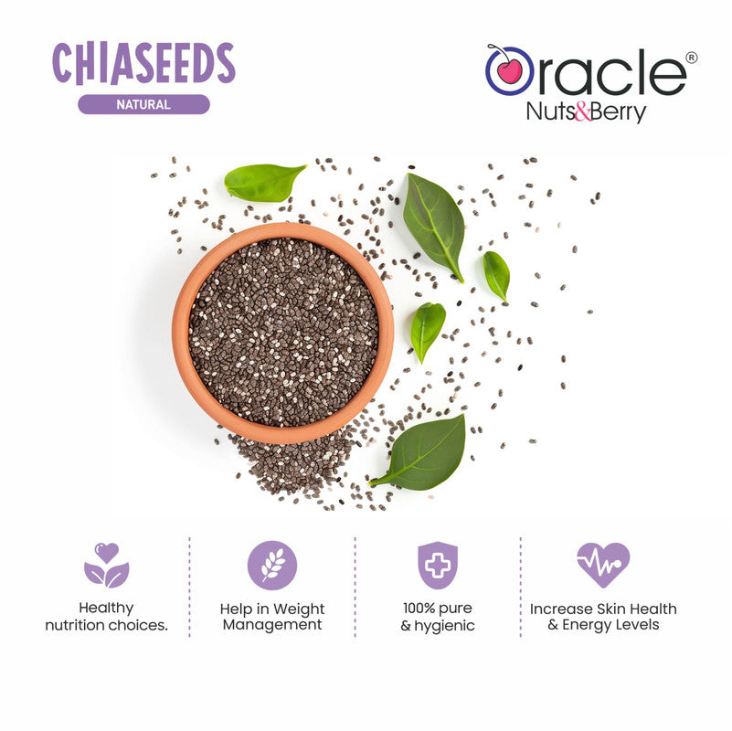 Oracle Natural Premium Chia Seeds 250gm – Rich in Fiber, Protein & Omega-3, Superfood for Weight Management, Smoothies & Healthy Lifestyle