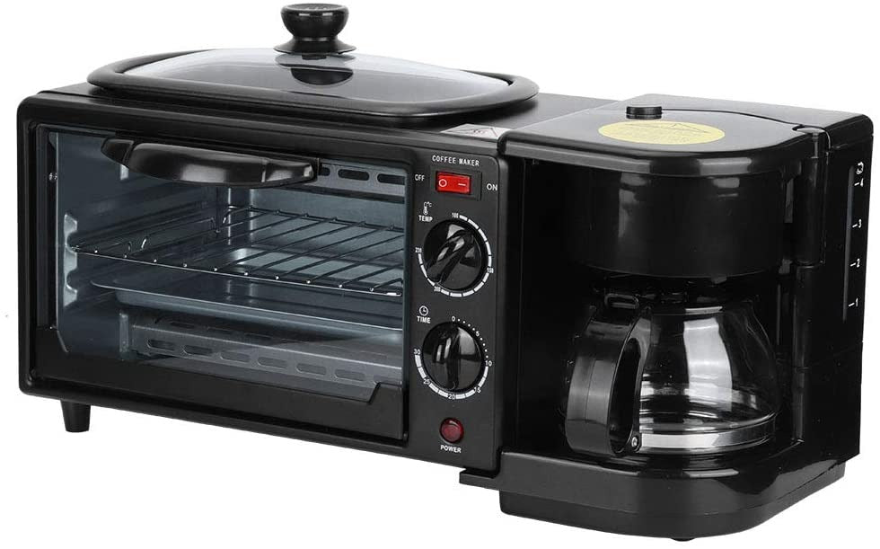 3-in-1 Breakfast Maker: Toaster Oven, Grill Pan & Coffee Maker