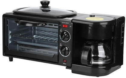3-in-1 Breakfast Maker: Toaster Oven, Grill Pan & Coffee Maker