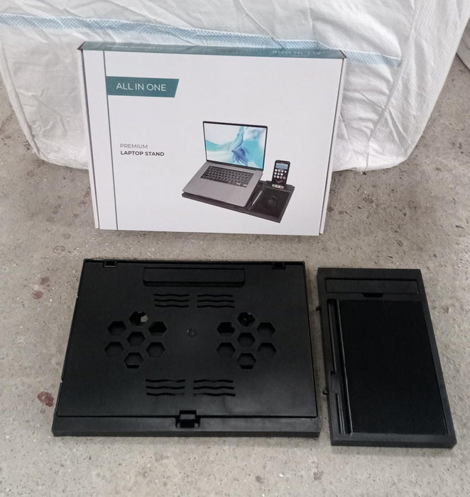 1229 लैपटॉप स्टैंड उपयुक्त पोर्टेबल फोल्डेबल, मैकबुक नोटबुक टैबलेट ट्रे डेस्क टेबल बुक के साथ संगत, मुफ्त फोन स्टैंड के साथ