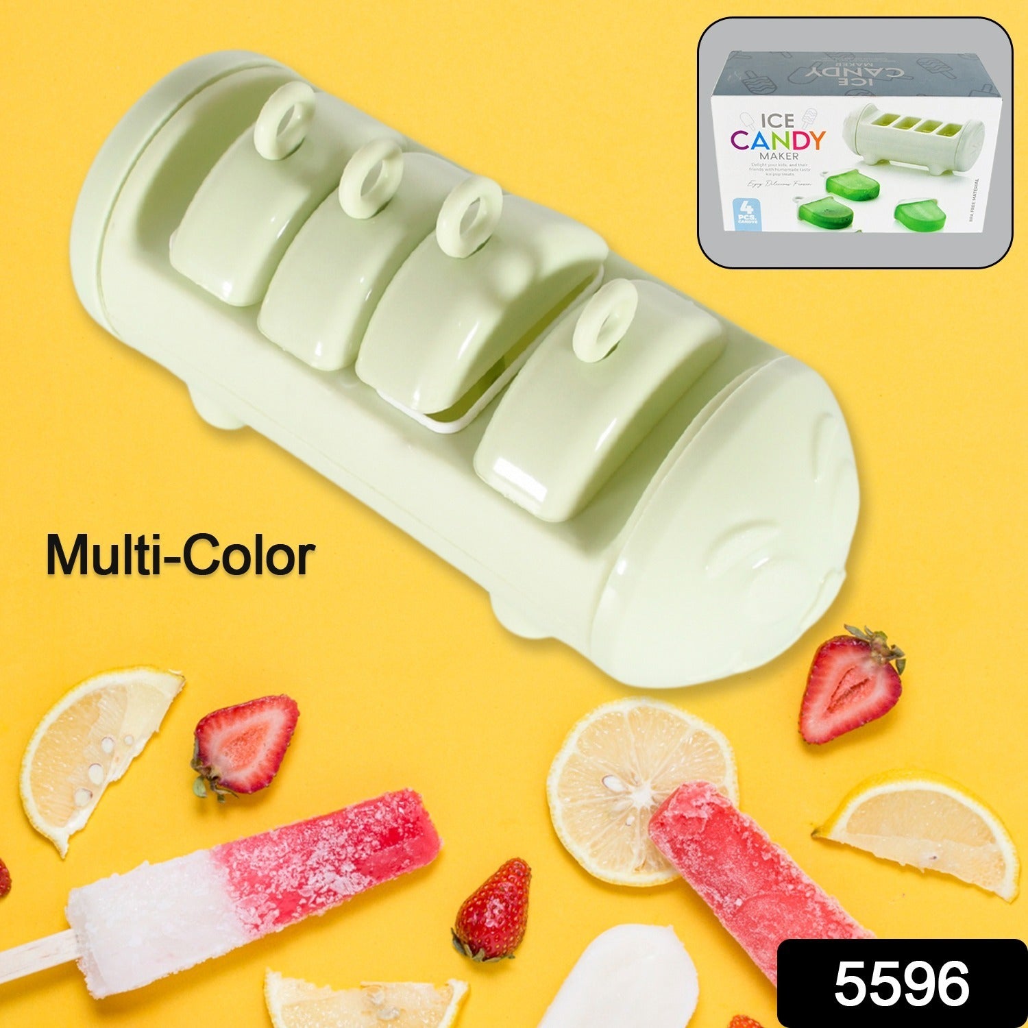 Cartoon Ice Candy Mold – 4-Cup Multicolor Set (1 Pc)