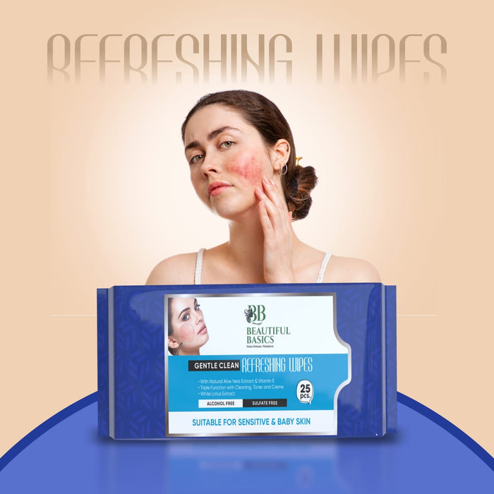 Beautiful Basics Dry & Sensitive Skin Face Wipes (2 Pkts x 50 Pcs Wipes)