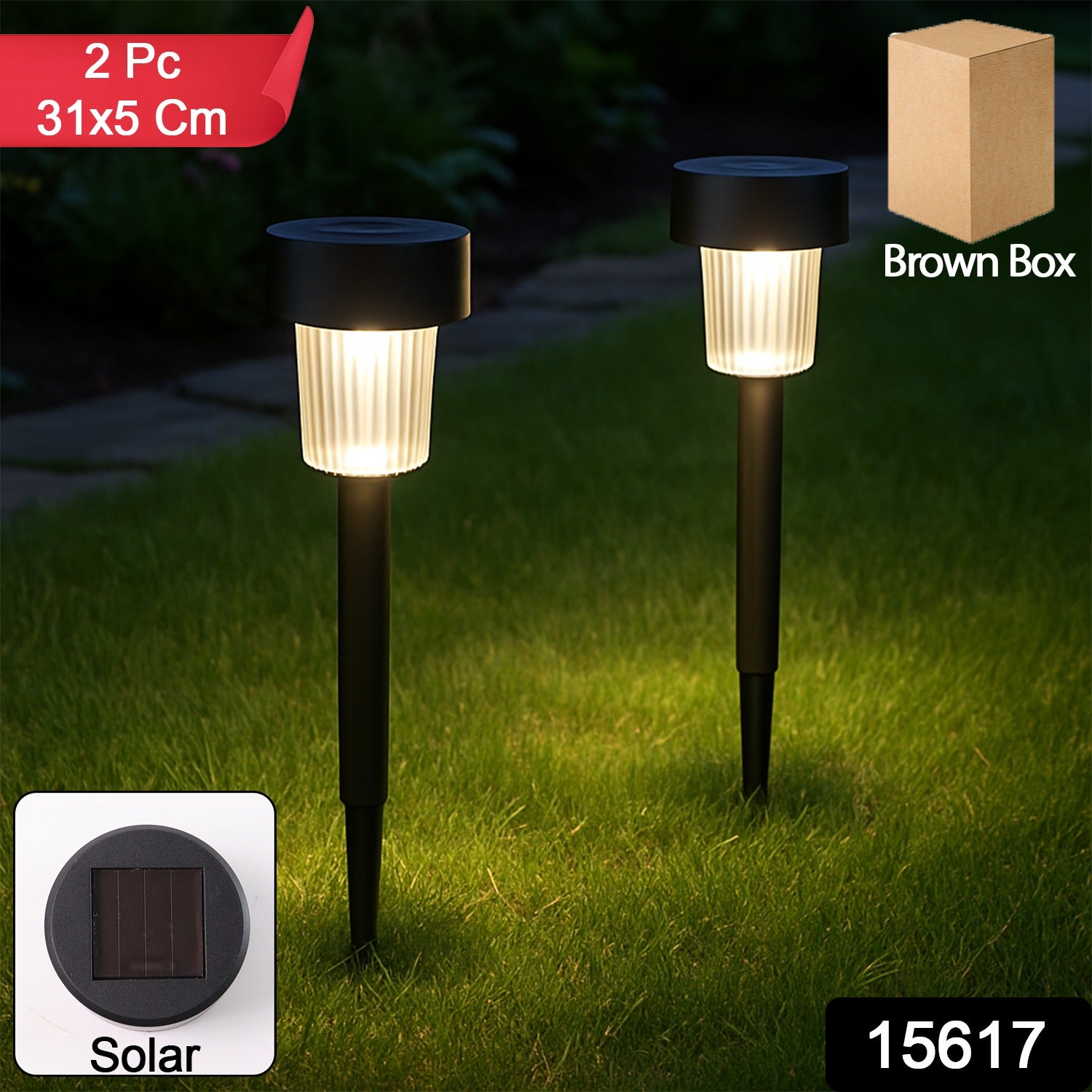Solar-Powered LED Garden Spike Light Set (31x5cm / 2 Pc)