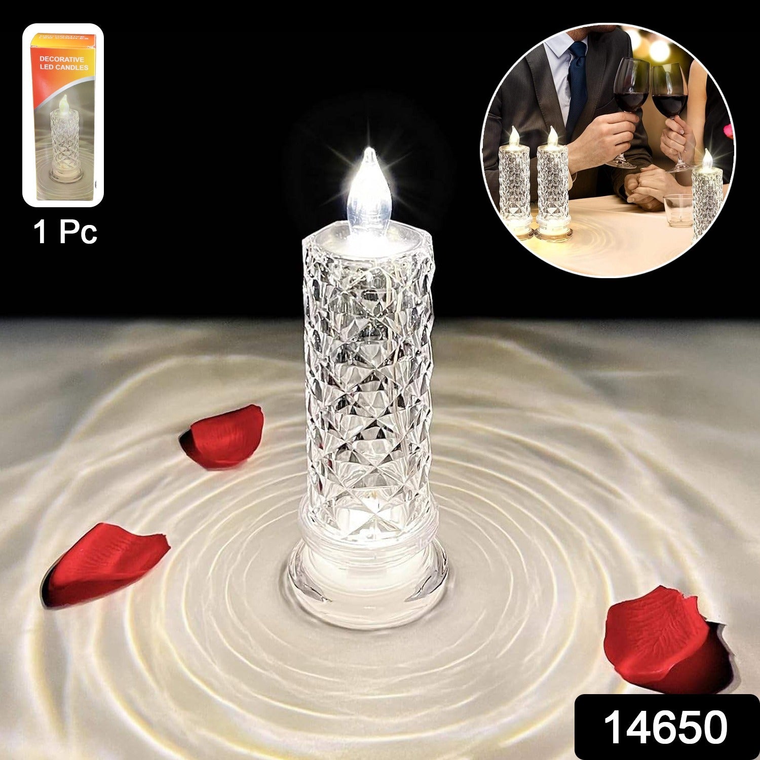 Decorative LED Crystal Candle Light (1 Pc)