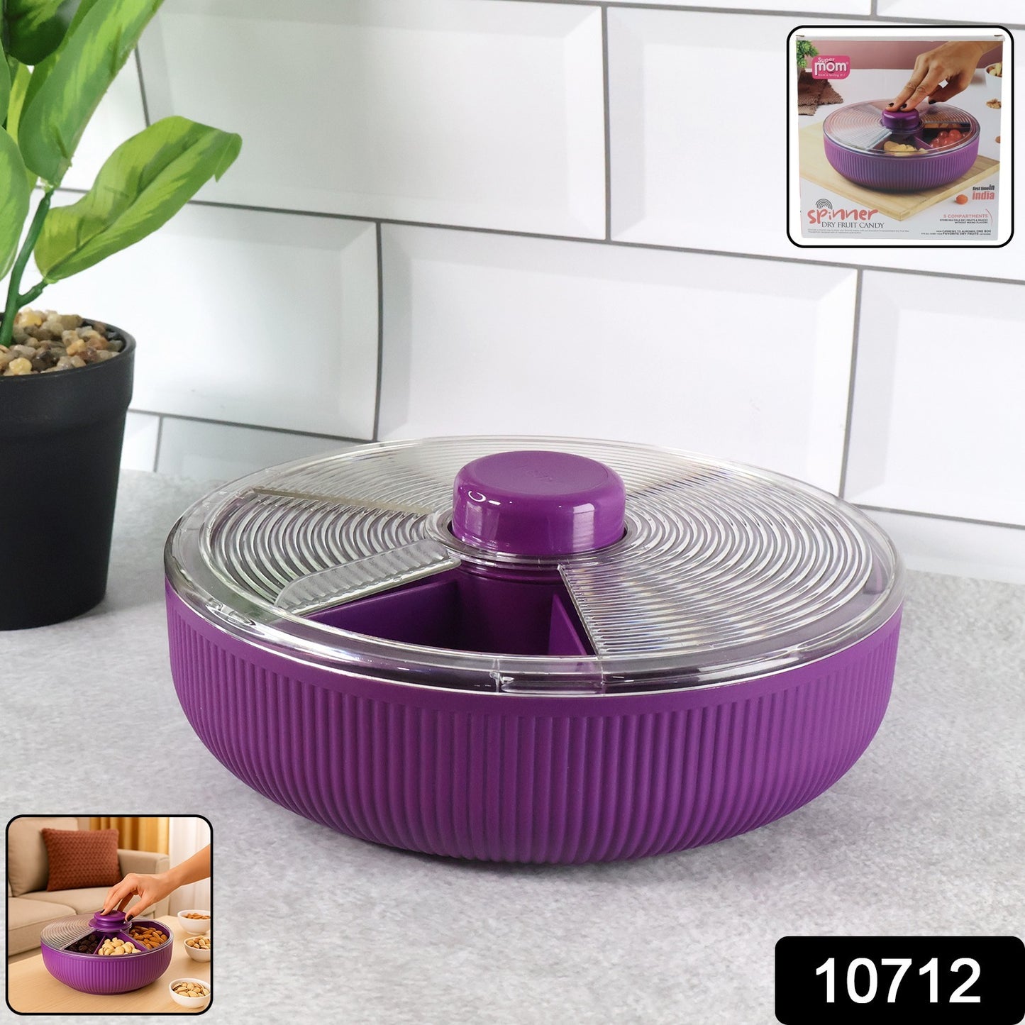 Supermom Multipurpose Round Rotating Dry Fruit & Snack Storage Container (1 Pc)