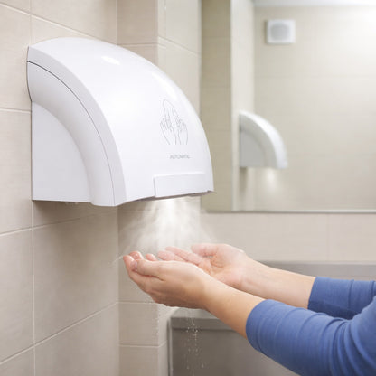 Wall mounted automatic sensor electric hand dryer in bathroom