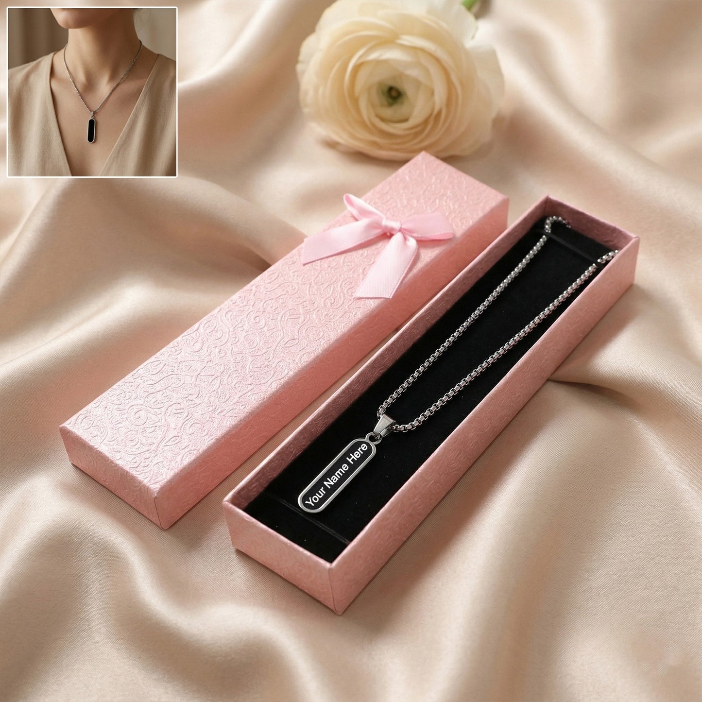 Customize Elegant Metal Pendant Locket Necklace with Box