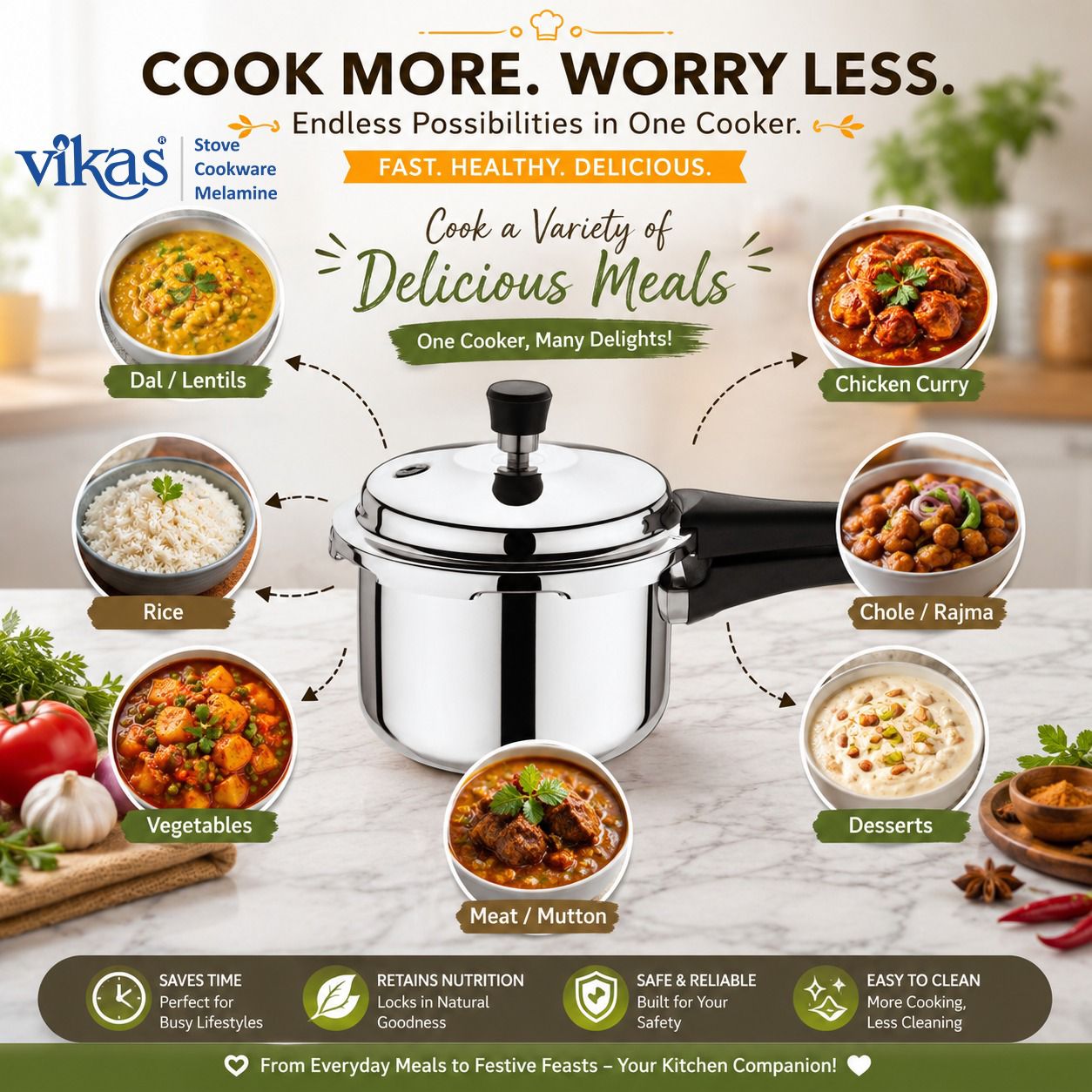 BK Triply Pressure Cooker cooking demonstration