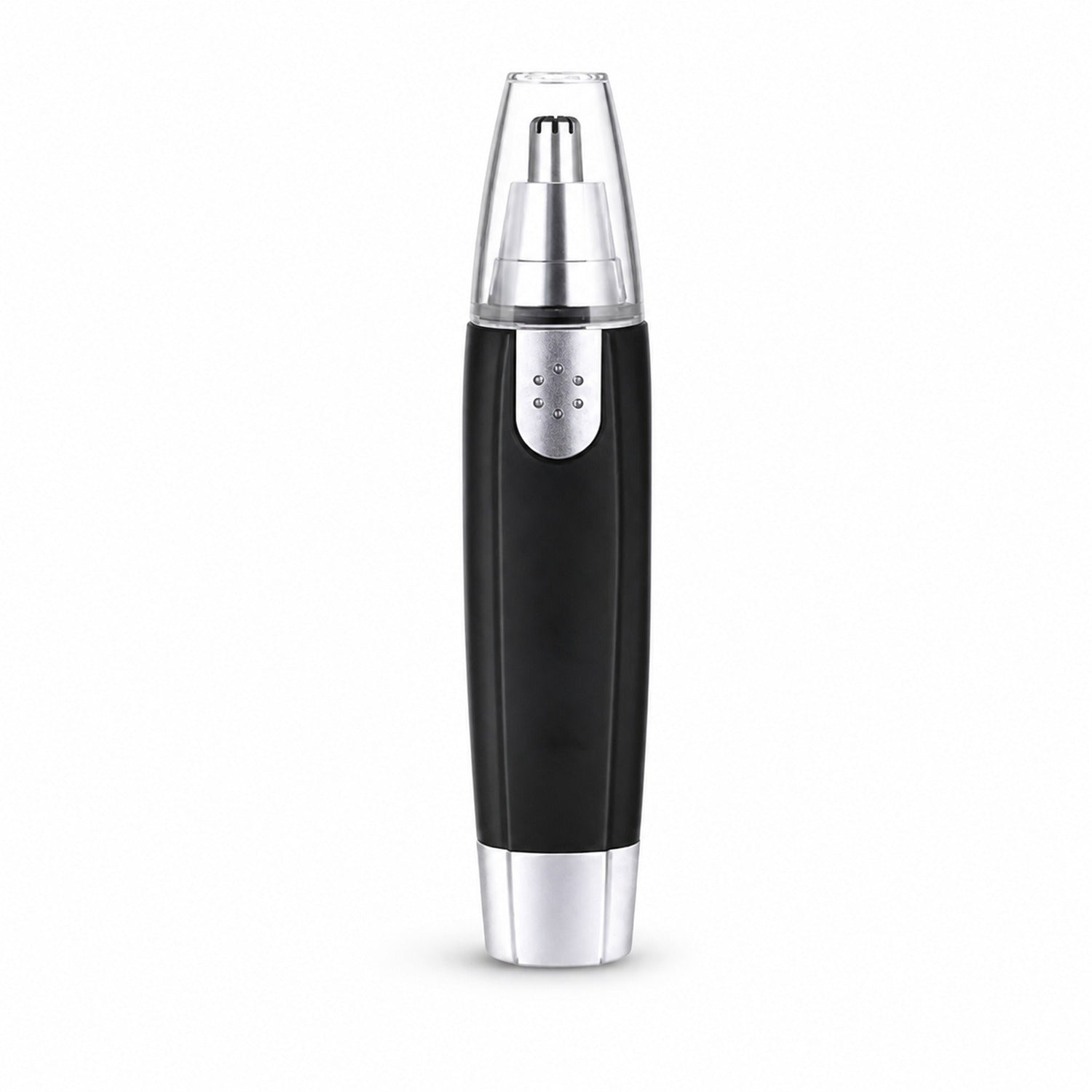 Battery-operated ear and nose hair trimmer in hand