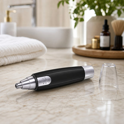 Top view of battery-operated nose hair trimmer