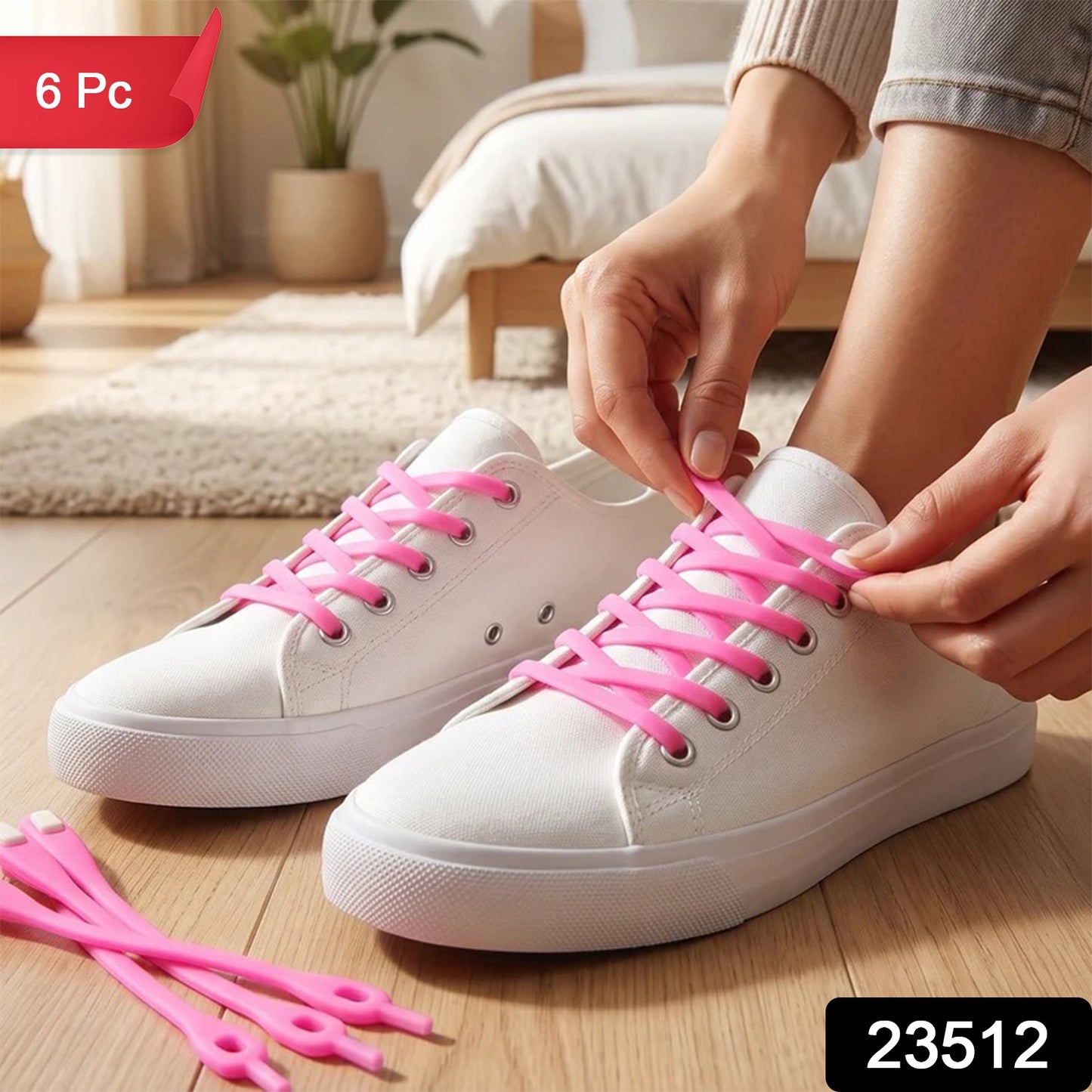Stretchable Silicone Shoelaces for Kids No Tie School Shoe Laces (6 Pc)