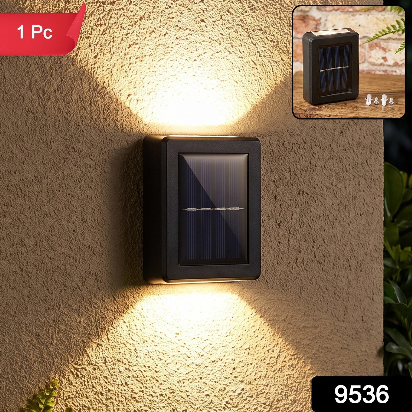 Sensor Solar LED Wall Light Up Down Beam Outdoor Garden Lamp (1 Pc)
