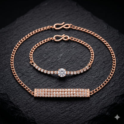 Set of rose gold plated stone bracelets showcasing elegant design