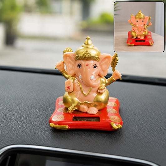 Lord Ganesh Idol with Solar-Powered Base – Medium Decorative Statue