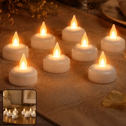 Round LED Flameless Tealight Candles – Safe Warm Glow Set of 8
