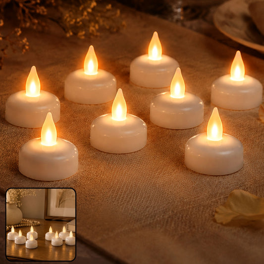 Round LED Flameless Tealight Candles – Safe Warm Glow Set of 8