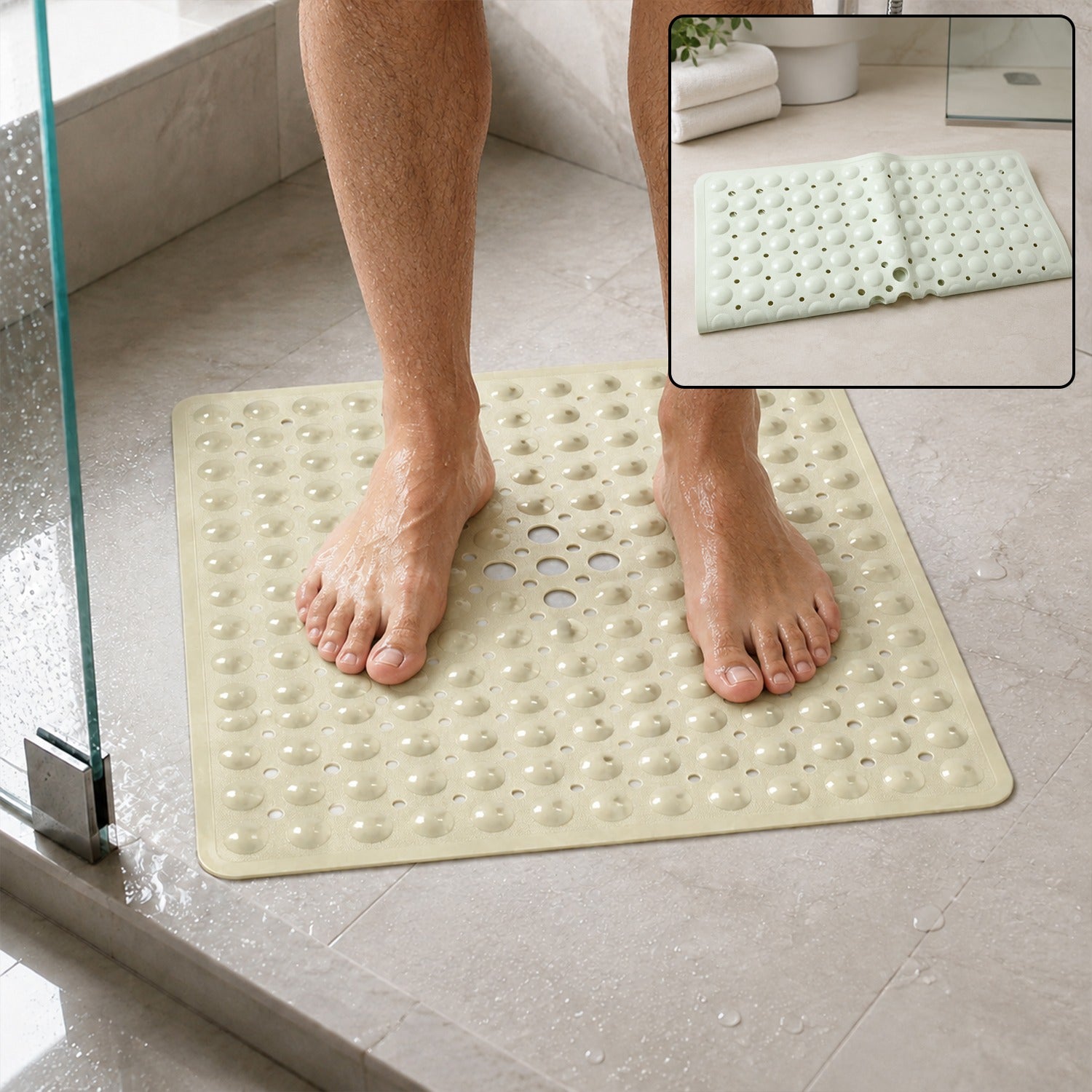 Anti-Slip Bath Mat – Secure Suction Cups for Bathroom Safety