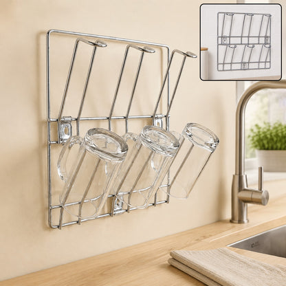 Stainless Steel Mug Holder Rack – Space-Saving Kitchen Organizer