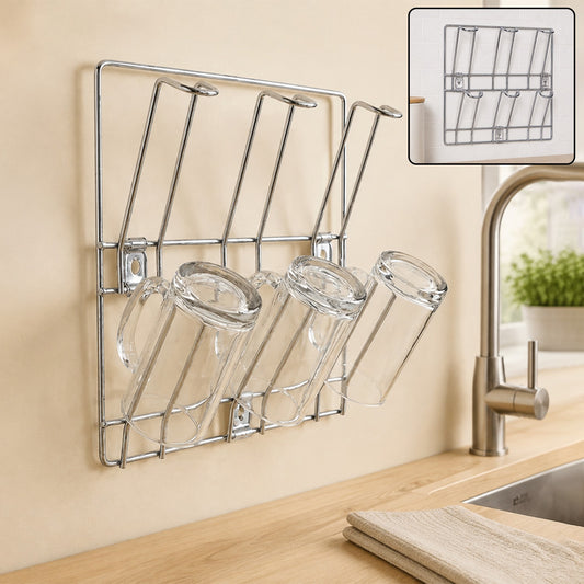 Stainless Steel Mug Holder Rack – Space-Saving Kitchen Organizer