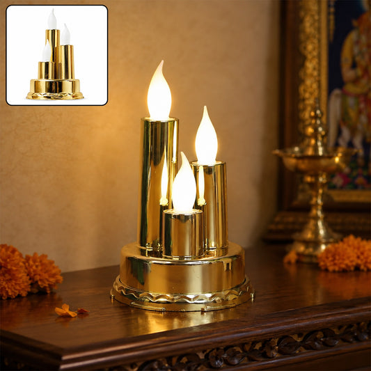 LED Flameless Candle Lamp – Triple Candle Design, Golden Glow