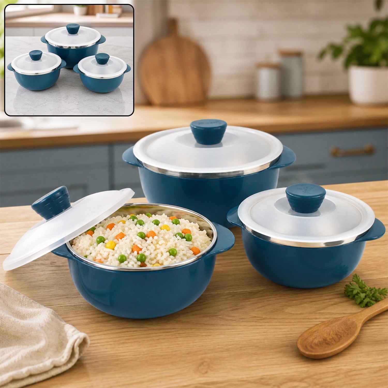Microwave-Safe Serving Bowl Set – Durable 3-Piece Nestable Bowls