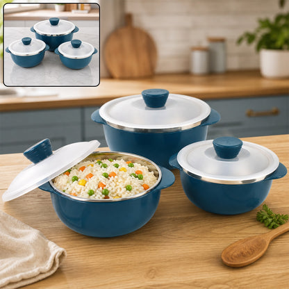 Microwave-Safe Serving Bowl Set – Durable 3-Piece Nestable Bowls