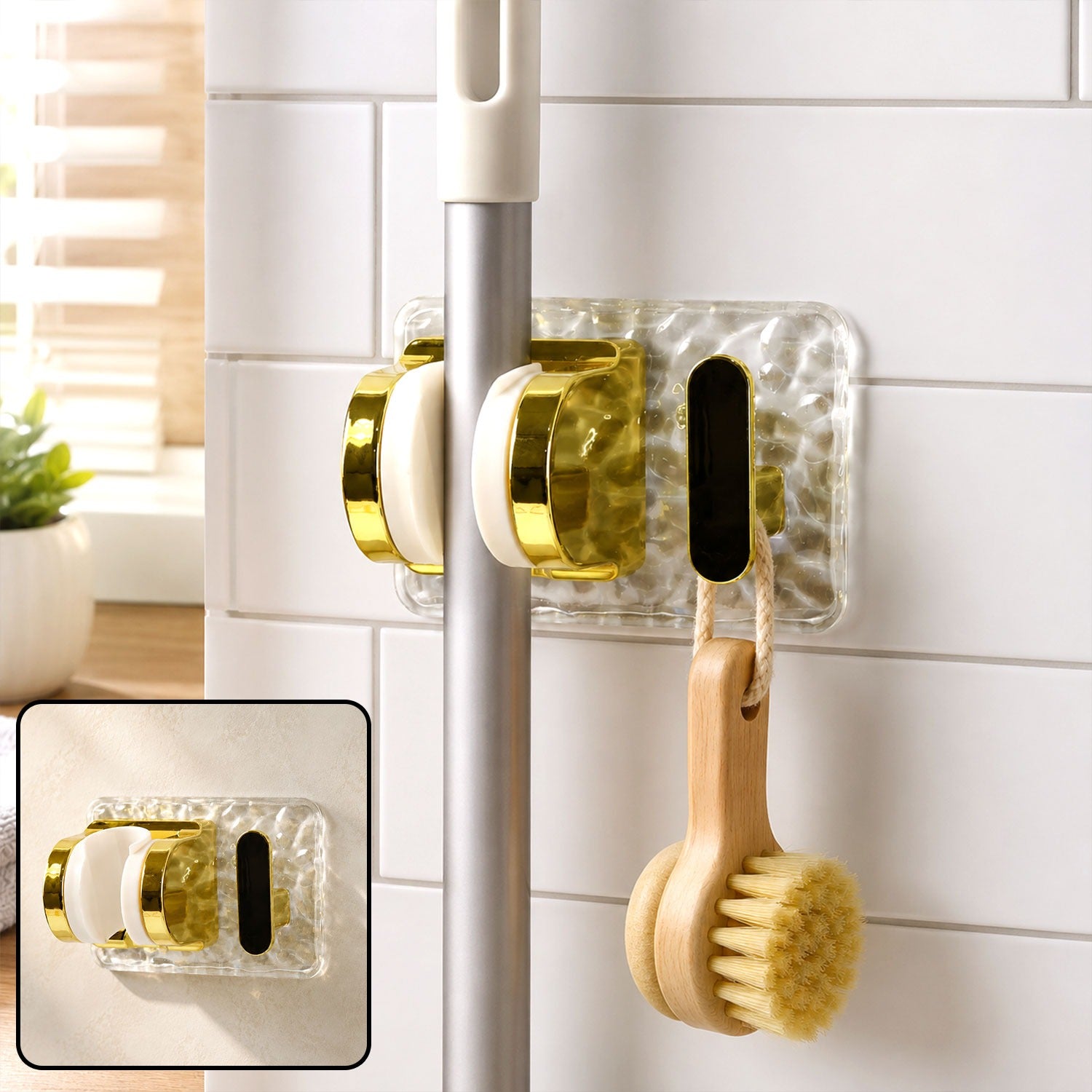 Broom & Mop Holder – Strong Grip Wall Mounted Organizer