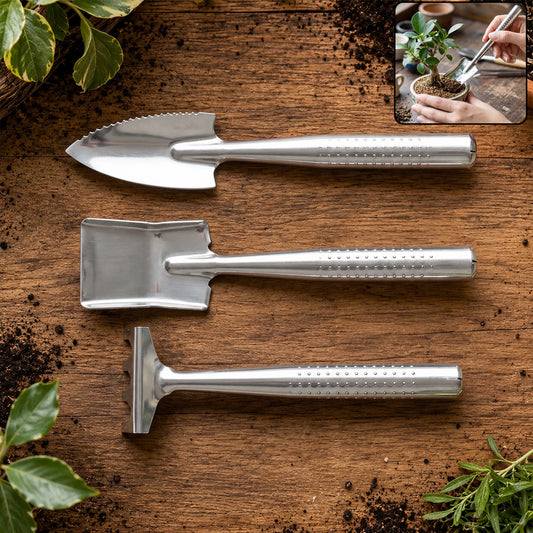 Stainless Steel 3 in 1 Garden Hand Tool Set Spade Rake and Fork (3 Pc Set)