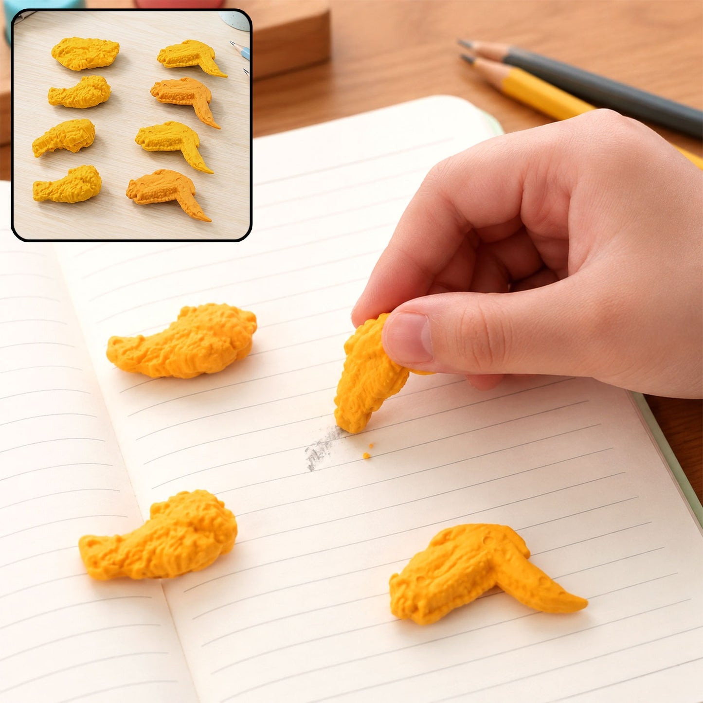 Chicken Erasers – Fun Wing & Leg Set | TinyTrendy
