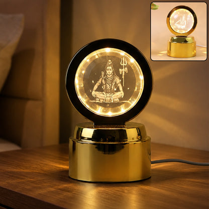 Mahadev 3D Crystal Ball Night Light – Rotating LED Decorative Lamp