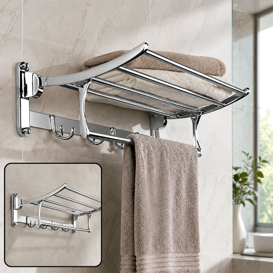 Folding Towel Rack – 18-Inch Stainless Steel for Bathroom | BathNova