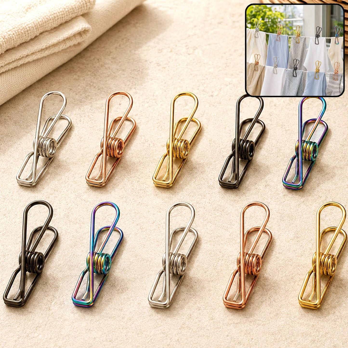 Stainless Steel Clothes Clips – Multipurpose & Sturdy | BathNova