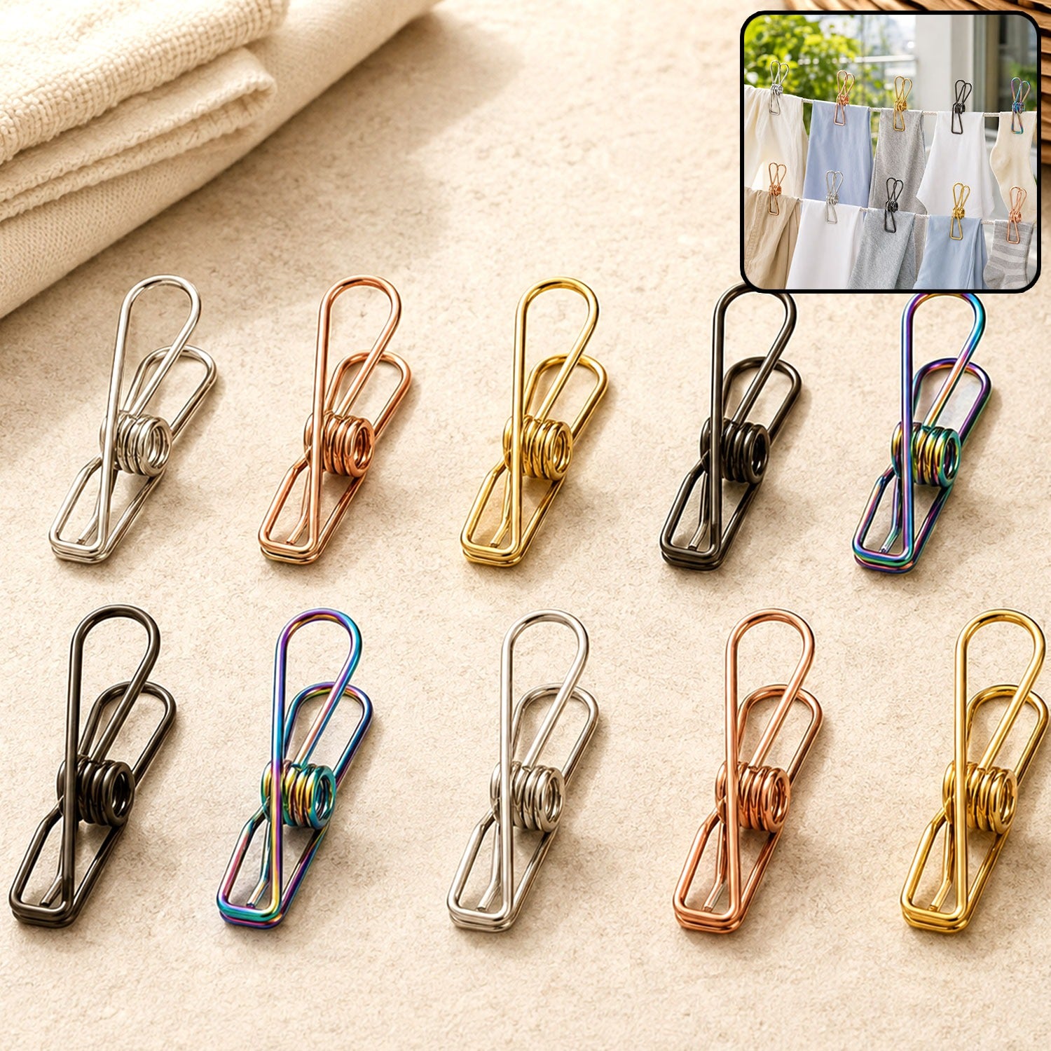 Stainless Steel Clothes Clips – Multipurpose & Sturdy | BathNova
