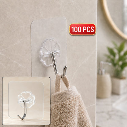 Stainless Steel Adhesive Wall Hooks 100-Pack – Strong & Waterproof | GlimmerHome