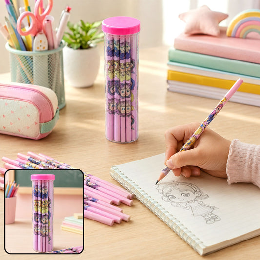 Cartoon Wooden Pencil Set – 50 Pieces for Kids' Creativity