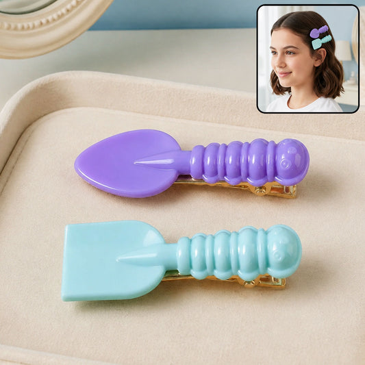 Mini Spade & Leaf Hair Clips – Lightweight 2-Piece Set for Girls