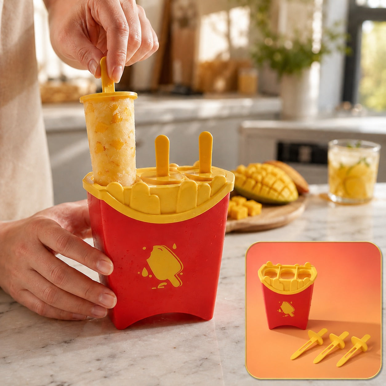 French Fries Ice Pop Mould – Reusable Kulfi Maker for Summer