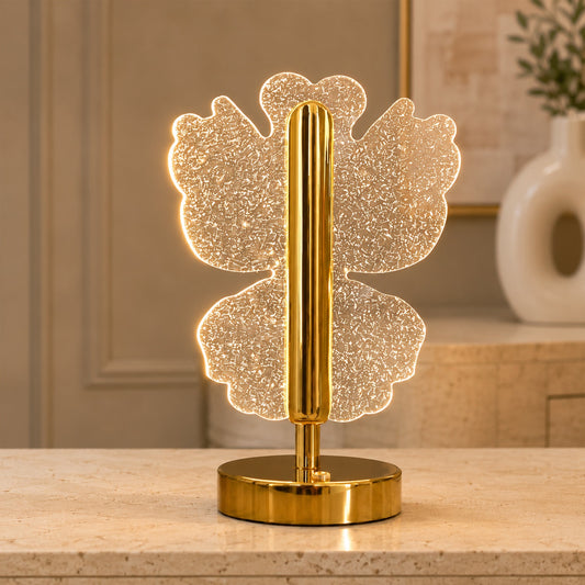 Luxury Crystal Table Lamp – Four-Leaf Clover USB Rechargeable