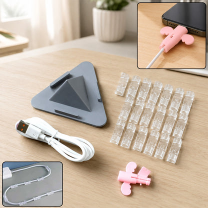 Mobile Phone Stand Combo Set – Cable Organizer & Charger Kit