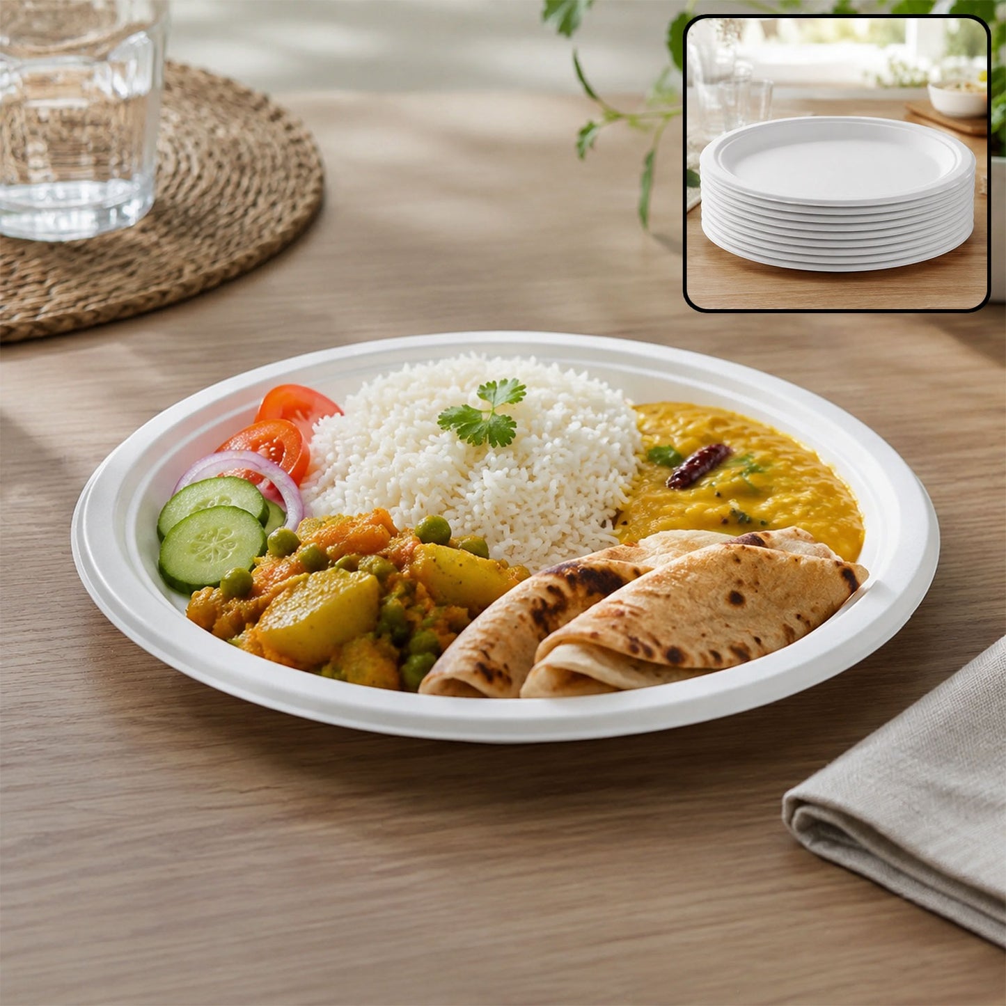 Disposable Round Food Serving Plate – 10 Pc Lightweight Set