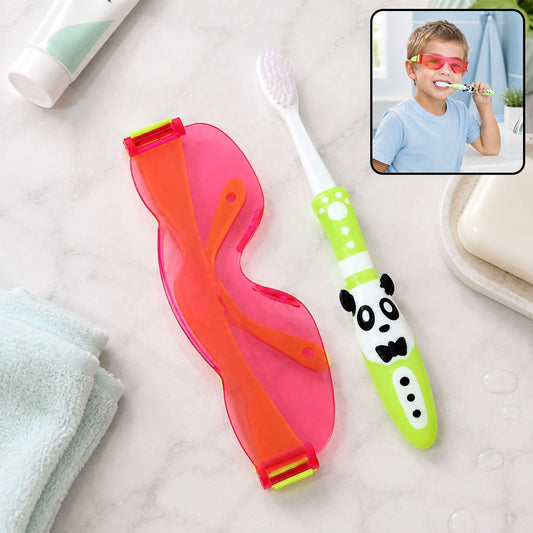 Kids Toothbrush with Fun Panda Design & Sunglasses Toy Set