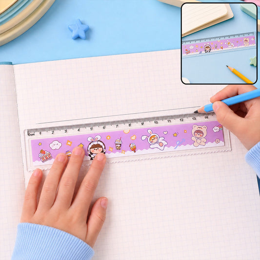 Kids Plastic Ruler – Durable Cartoon Design with Clear Markings